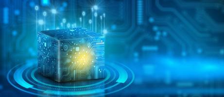 Cube computing technology. Cloud data and Internet Security. photo