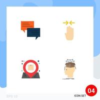 Pack of 4 Modern Flat Icons Signs and Symbols for Web Print Media such as sms location bubble four finger essential Editable Vector Design Elements