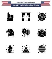 9 iconos creativos de estados unidos signos de independencia modernos y símbolos del 4 de julio de celebrar elementos de diseño de vector de día de estados unidos editables de animales de águila americana de estados unidos