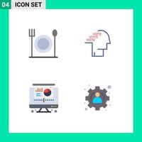 Set of 4 Commercial Flat Icons pack for eat projector ballot referendum management Editable Vector Design Elements