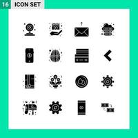 Universal Icon Symbols Group of 16 Modern Solid Glyphs of market web mail server hosting Editable Vector Design Elements