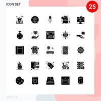 Universal Icon Symbols Group of 25 Modern Solid Glyphs of paper paper travel type writer level Editable Vector Design Elements