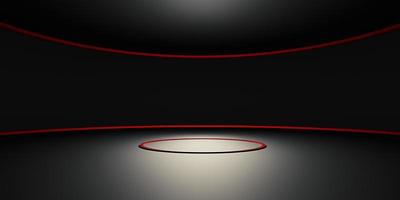 Red Curve Podium Background Neon Light Circle Dark ZEN Modern Abstract Base Concept Stage 3D Illustration photo