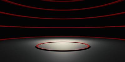 Red Curve Podium Background Neon Light Circle Dark ZEN Modern Abstract Base Concept Stage 3D Illustration photo