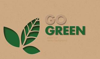 go green background paper cut vector background  recycle paper cut illuatration