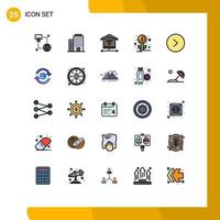 Set of 25 Modern UI Icons Symbols Signs for refresh right internet circle investment Editable Vector Design Elements