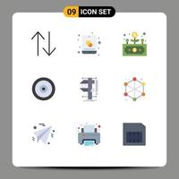 User Interface Pack of 9 Basic Flat Colors of calipers measure development web multimedia Editable Vector Design Elements