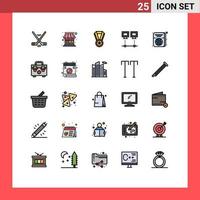 Universal Icon Symbols Group of 25 Modern Filled line Flat Colors of ticket pc achievement net connection Editable Vector Design Elements