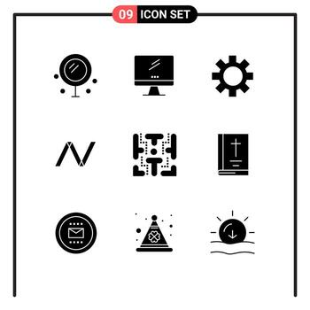 9 Universal Solid Glyphs Set for Web and Mobile Applications fun crypto currency pc crypto global Editable Vector Design Elements