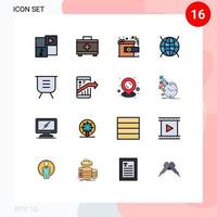 Modern Set of 16 Flat Color Filled Lines Pictograph of minus board gift wifi internet of things Editable Creative Vector Design Elements