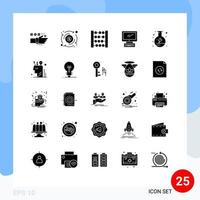 Group of 25 Modern Solid Glyphs Set for electricity imac transfer device computer Editable Vector Design Elements