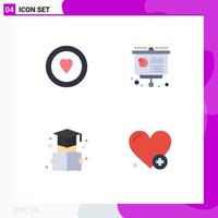 4 User Interface Flat Icon Pack of modern Signs and Symbols of love bookmark business financial graduation Editable Vector Design Elements