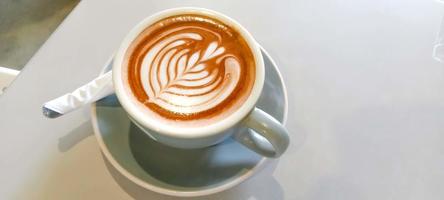 vista superior caliente café latte capuchino taza foto