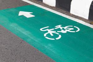 Bicycle path or Bicycle signs on the road photo