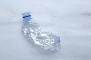set of water plastic bottle. isolated on white background. Used plastic bottles photo