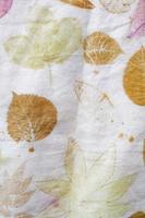 eco printing. Fragment of hand-dyed fabric using eco-print technique photo