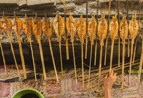 grilled fish, grilled fish nile Tilapia grilled on hot charcoal photo