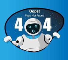 Oops, site crash on technical work web design template with chatbot mascot vector