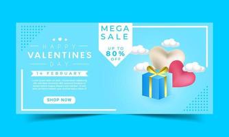 Happy valentine's day sale web banner with seasonal discount offer vector