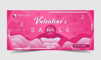 Happy valentine's day special sale web banner with seasonal discount offer vector