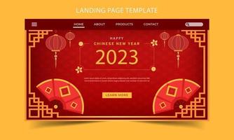 Chinese happy new year, Chinese new year 2023 flat landing page template vector