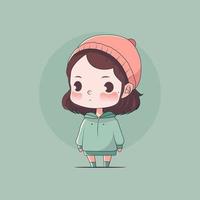 cute girl cartoon character vector icon illustration icon concept isolated premium vector flat 000001
