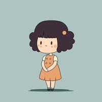 cute girl cartoon character vector icon illustration icon concept isolated premium vector flat 000001