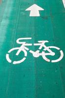 Bicycle path or Bicycle signs on the road photo