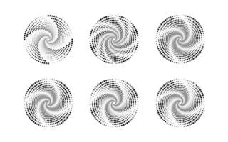 círculo punteado líneas de velocidad. marcos de círculo de semitonos redondos abstractos, formas de círculo punteado giratorio. conjunto de ilustración vectorial de elementos redondos de semitono. arte geométrico, borde radial para logo vector