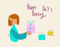 Xmas eve. Boxing day. Christmas gifts. New year celebration, concept banner vector flat illustration