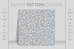 Merry Christmas seamless pattern with geometric motifs. Snowflakes with different ornaments. vector