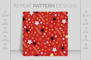 Merry Christmas seamless pattern with geometric motifs. Snowflakes with different ornaments. vector