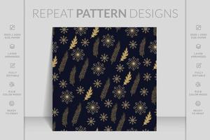 Merry Christmas seamless pattern with geometric motifs. Snowflakes with different ornaments. vector