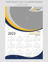 calendario 2023. plantilla de página de ilustración editable a4, a3. inicio de semana el domingo. página editable vertical, ilustración de vector de calendario de pared. tarjeta corporativa simple, planificador