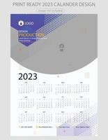 calendario 2023. plantilla de página de ilustración editable a4, a3. inicio de semana el domingo. página editable vertical, ilustración de vector de calendario de pared. tarjeta corporativa simple, planificador