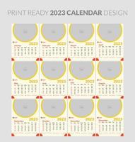 2023 calendar. Editable illustration page template A4, A3, set of 12 months with cover. Week start on Sunday. Vertical editable page, wall calendar vector illustration. Simple corporate card, planner