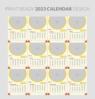 2023 calendar. Editable illustration page template A4, A3, set of 12 months with cover. Week start on Sunday. Vertical editable page, wall calendar vector illustration. Simple corporate card, planner