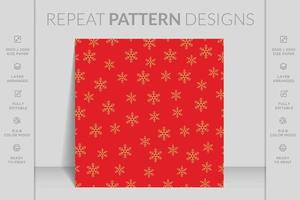 Merry Christmas seamless pattern with geometric motifs. Snowflakes with different ornaments. vector