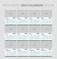 2023 calendar. Editable illustration page template A4, A3, set of 12 months with cover. Week start on Sunday. Vertical editable page, wall calendar vector illustration. Simple corporate card, planner