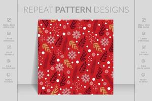 Merry Christmas seamless pattern with geometric motifs. Snowflakes with different ornaments. vector