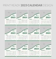 2023 calendar. Editable illustration page template A4, A3, set of 12 months with cover. Week start on Sunday. Vertical editable page, wall calendar vector illustration. Simple corporate card, planner