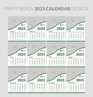 2023 calendar. Editable illustration page template A4, A3, set of 12 months with cover. Week start on Sunday. Vertical editable page, wall calendar vector illustration. Simple corporate card, planner