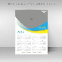 2023 calendar. Editable illustration page template A4, A3. Week start on Sunday. Vertical editable page, wall calendar vector illustration. Simple corporate card, planner