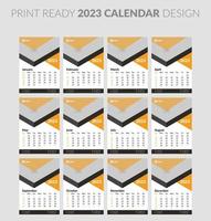 calendario 2023. plantilla de página de ilustración editable a4, a3, conjunto de 12 meses con portada. inicio de semana el domingo. página editable vertical, ilustración de vector de calendario de pared. tarjeta corporativa simple, planificador