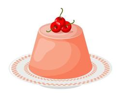budín de gelatina de frutas de colores en un plato, postre. ilustración de alimentos, icono, vector