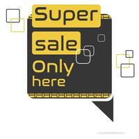 super sale ribbon banner, yellow and black vector