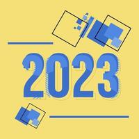 Diseño vectorial de tipografía de texto 2023, color azul y amarillo vector