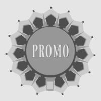 Promo sale circle ribbon, with luxury design and gray color vector