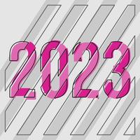 Diseño de vector de tipografía de texto 2023 con color gris y rosa