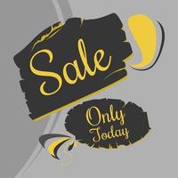 sale only today ribbon banner, yellow  in black vector